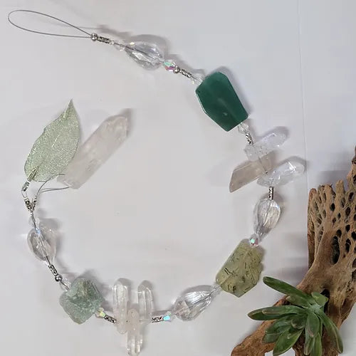 Aventurine & Prehnite Chunky Crystal Hanger app 60cm