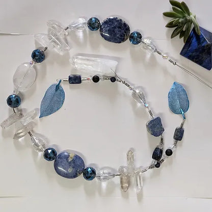 Lapis Lazuli & Sodalite Chunky Crystal Hanger Long 95cm