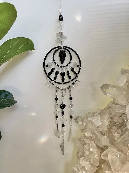 Black Obsidian Arrowhead Mandala Hanger