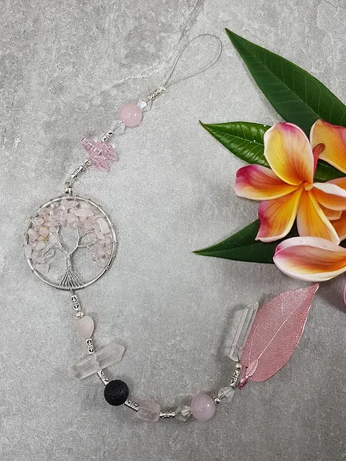 Rose quartz Tree of Life Hanger app 40cm