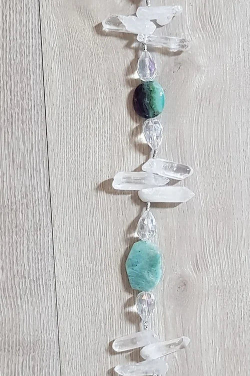 Amethyst/Fluorite Chunky Crystal Hanger Long 95cm