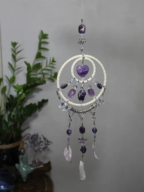 Amethyst & Quartz / Heart Mandala Hanger app 45cm