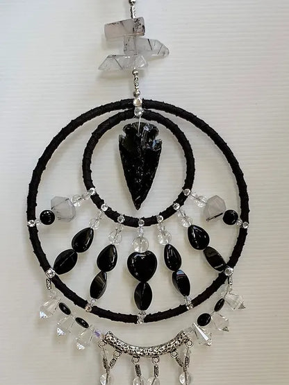 Black Obsidian Arrowhead Mandala Hanger