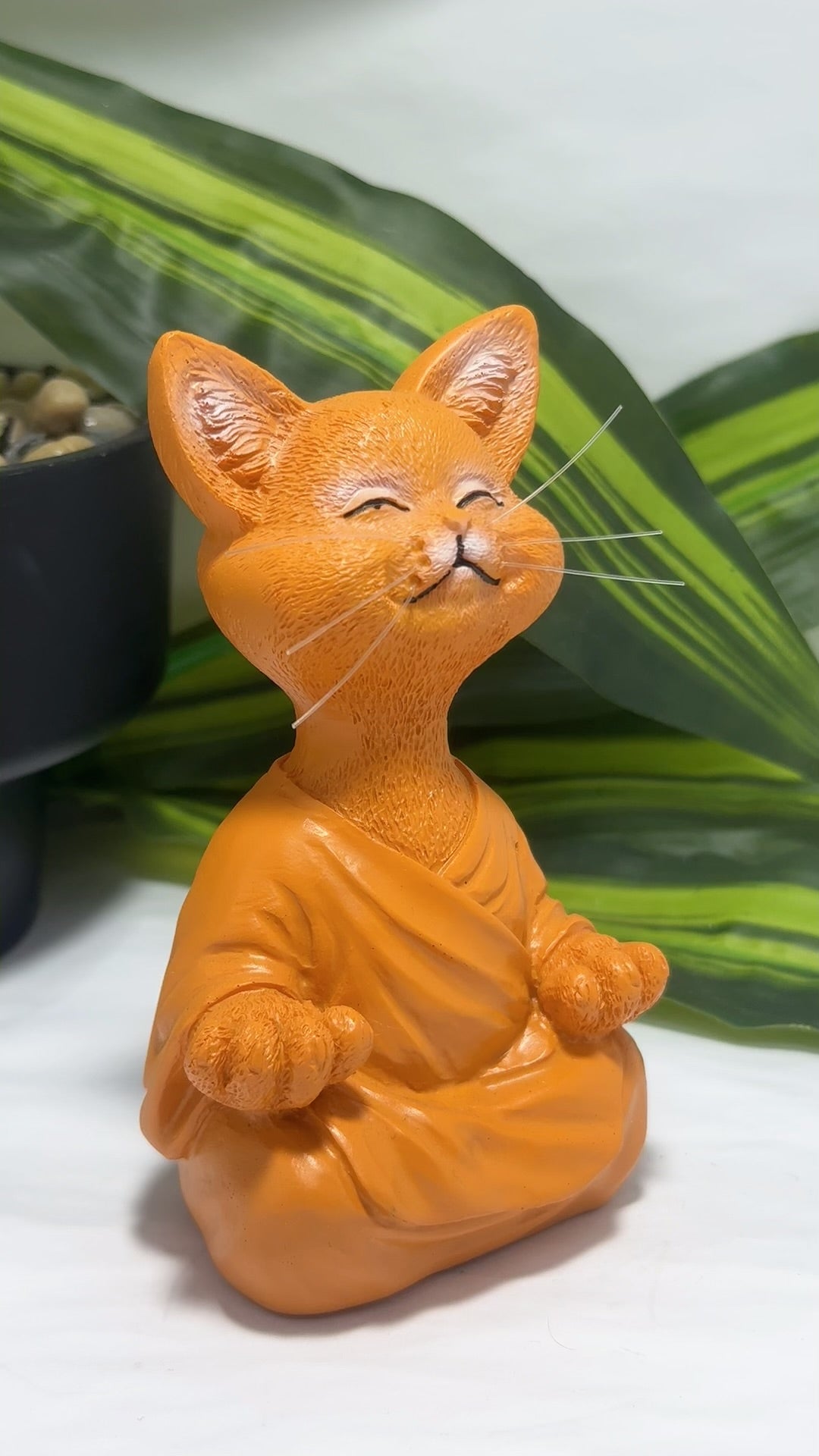 Orange Resin Meditating Cat