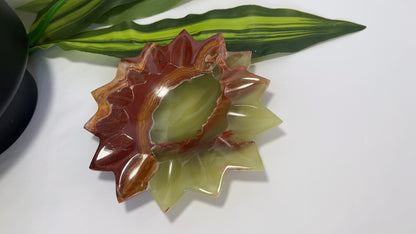 Green Banded Onyx Sunflower Bowl 338g