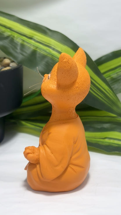 Orange Resin Meditating Cat