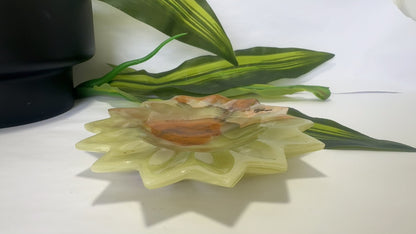 Green Banded Onyx Sunflower Bowl 310g