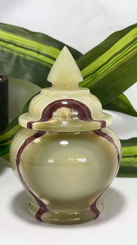 Green Banded Onyx Jar with Lid 564g