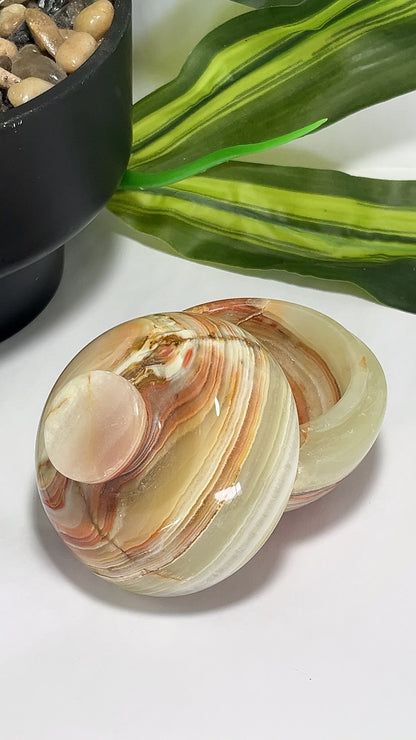 Green Banded Onyx Apple Bowl 294g