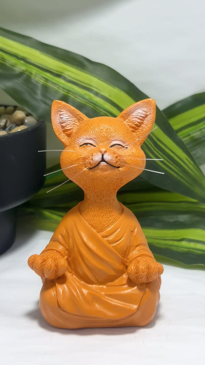 Orange Resin Meditating Cat