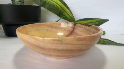 Peach Banded Calcite Bowl 488g