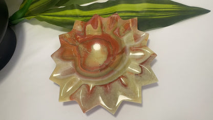 Green Banded Onyx Sunflower Bowl 314g