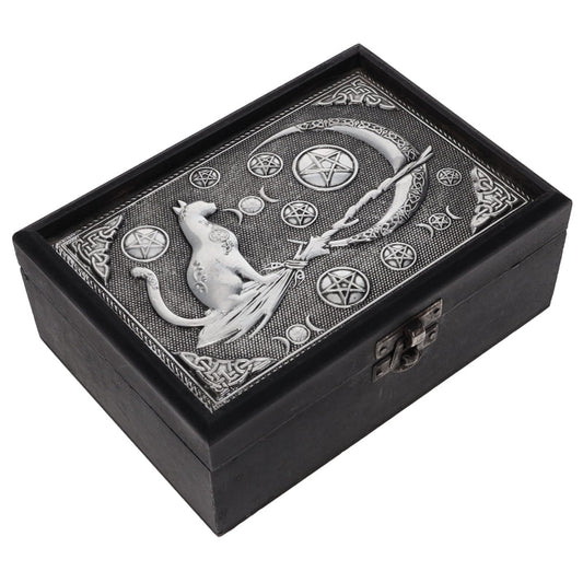 WOODEN BOX - Pentacle Cat Metal Top