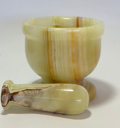 Green Banded Onyx Mortar and Pestle 428g