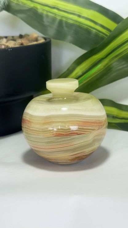 Green Banded Onyx Apple Bowl 284