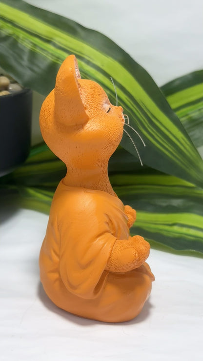 Orange Resin Meditating Cat