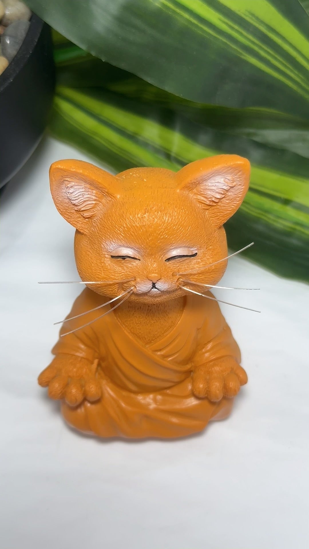 Orange Resin Meditating Cat