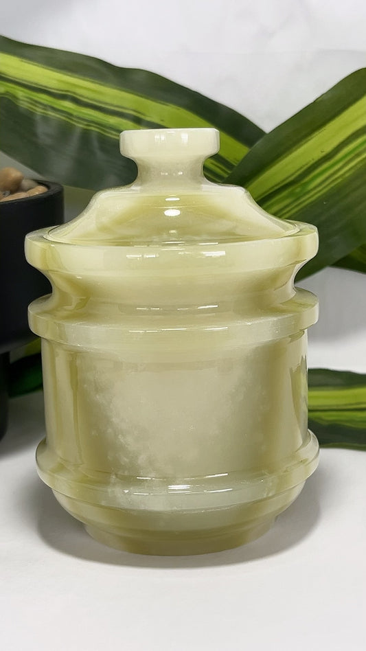 Green Banded Onyx Jar with Lid 548g