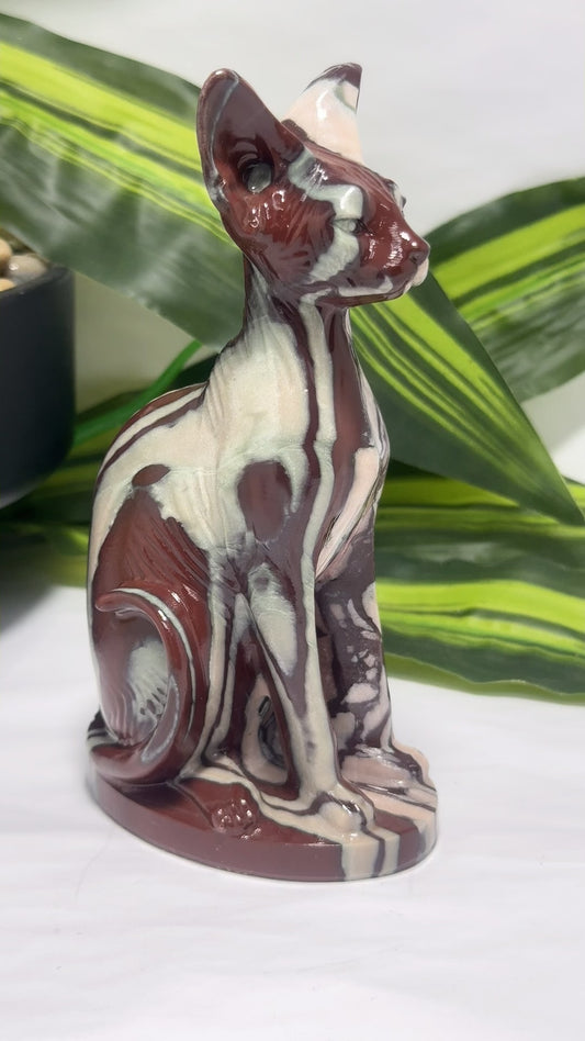 Zebra Jasper Egyptian Cat 518g