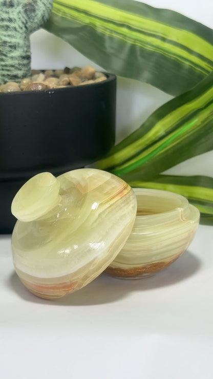 Green Banded Onyx Apple Bowl 284