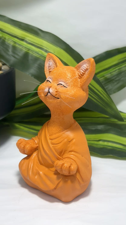 Orange Resin Meditating Cat