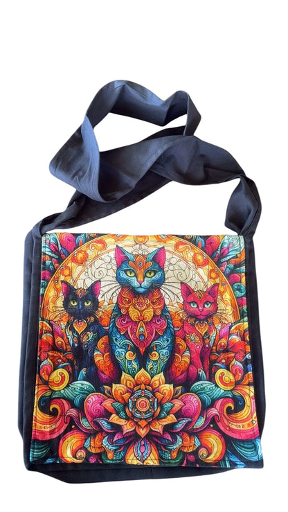 Three Hippy Cat Satchel/Shoulder Bag