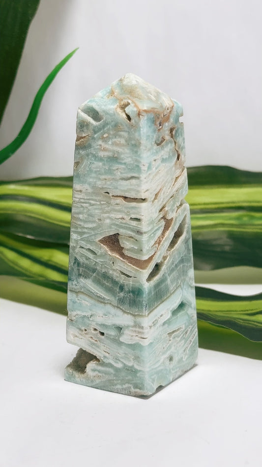 Blue Aragonite with Smithsonite Tower 194g