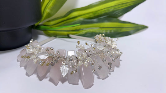 Rose Quartz  Silver Tiara