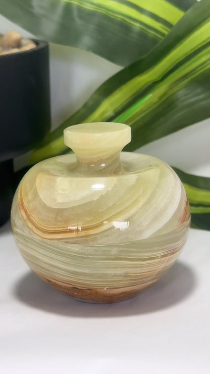 Green Banded Onyx Apple Bowl 284