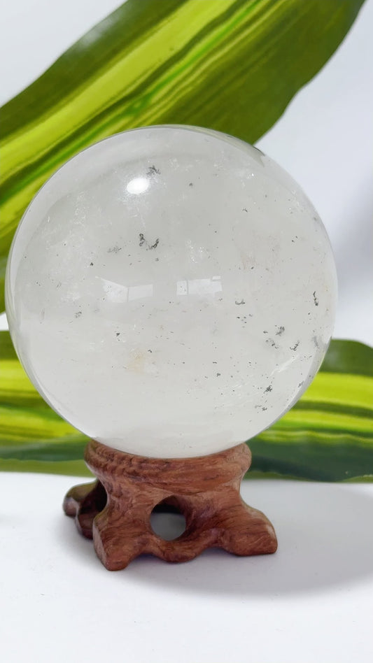 Clear Quartz with Garden Quartz Sphere 608g