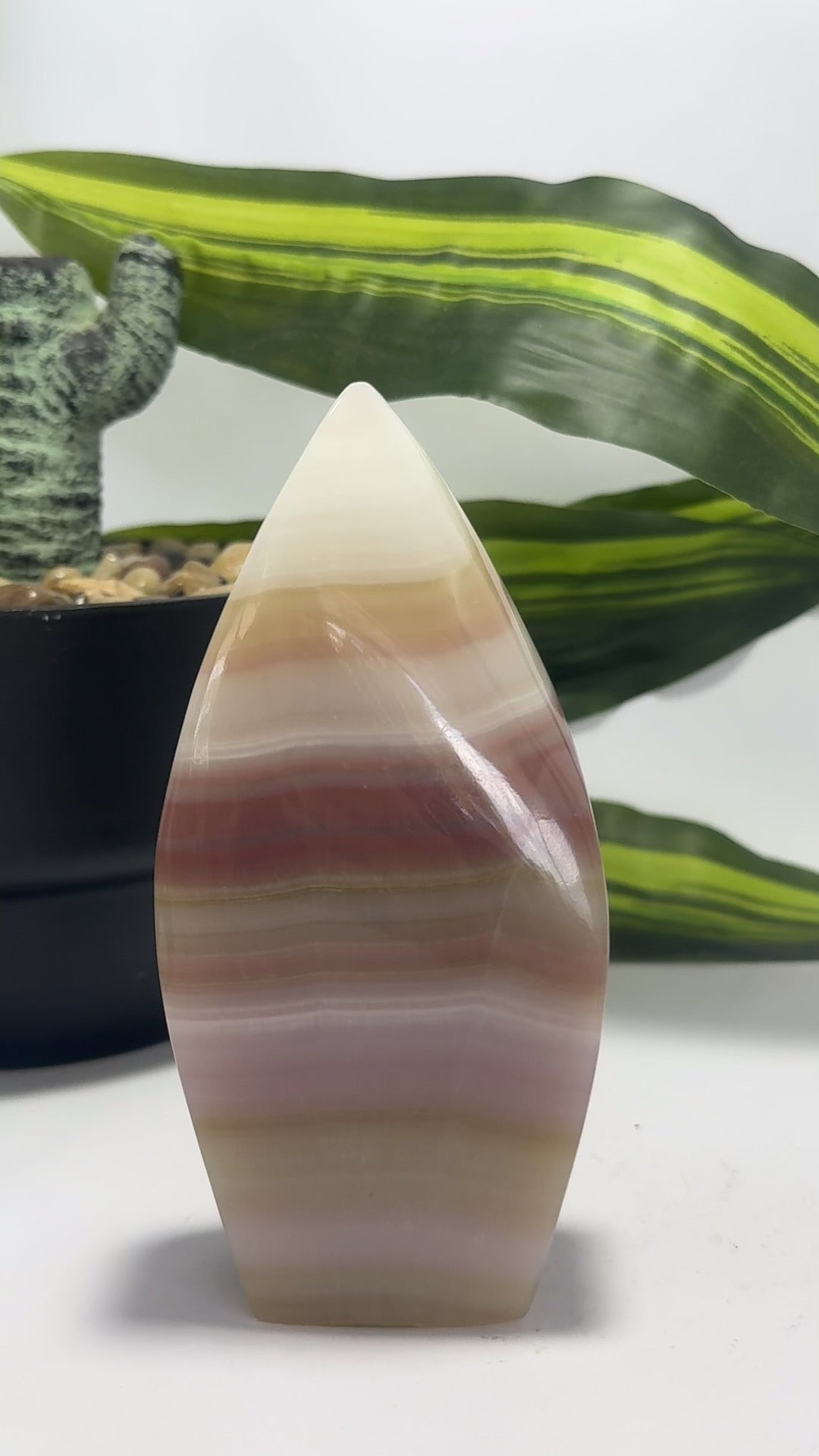 Pink Pistachio Calcite Flame 522g