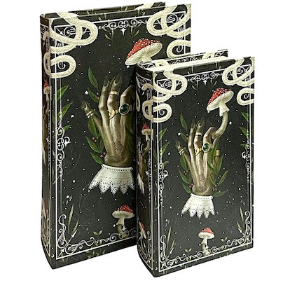 Set of 2 Book Boxes with Hand Design