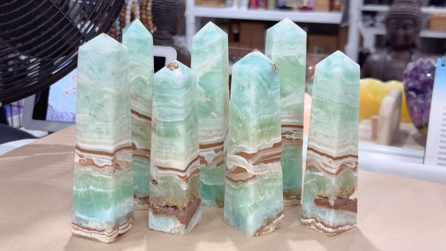 Blue Caribbean Calcite Tower 360g