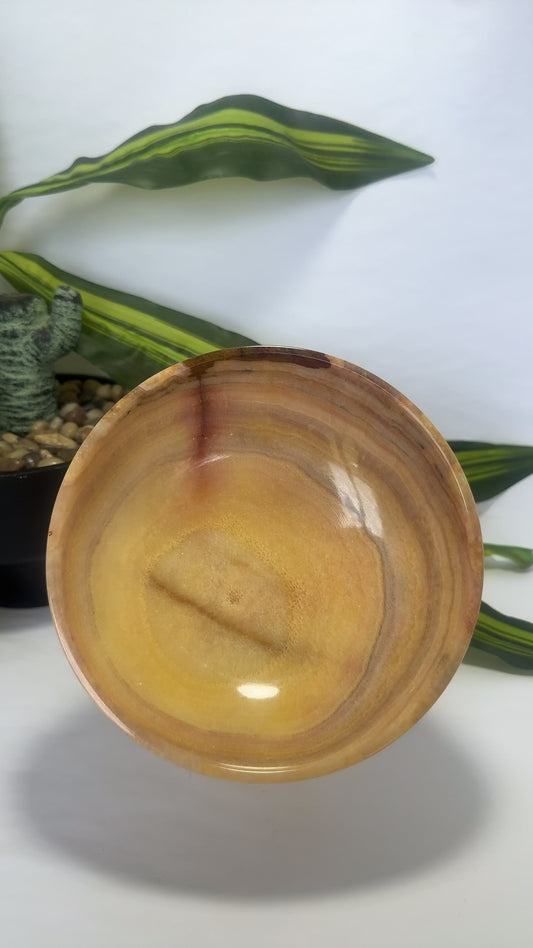 Peach Banded Calcite Bowl 488g