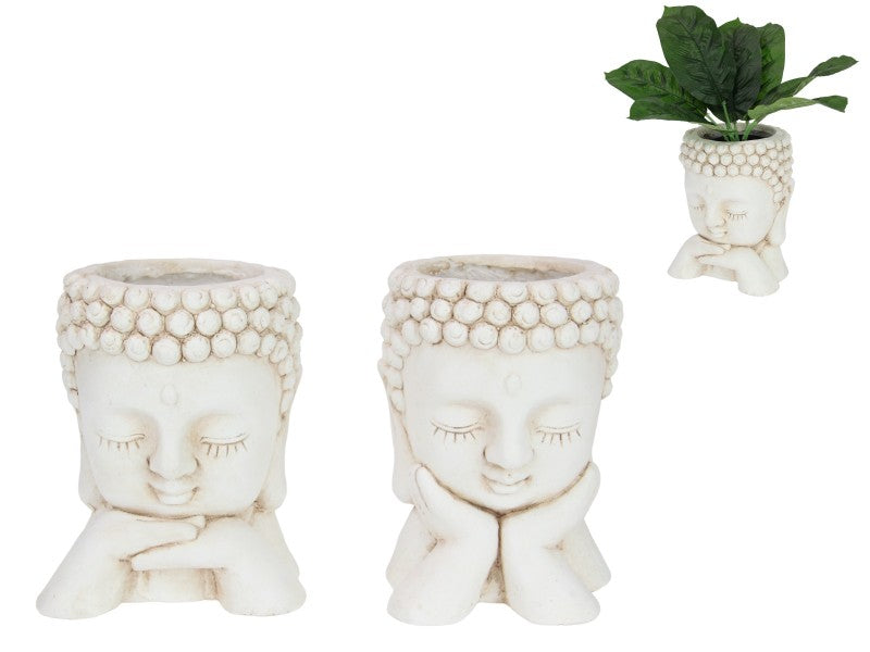 Cream Buddha Praying  Planter 20cm