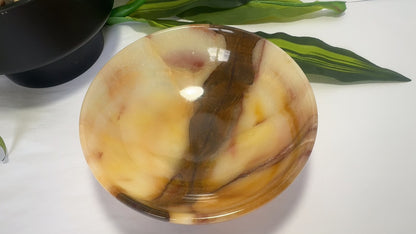 Peach Banded Calcite Bowl 422g