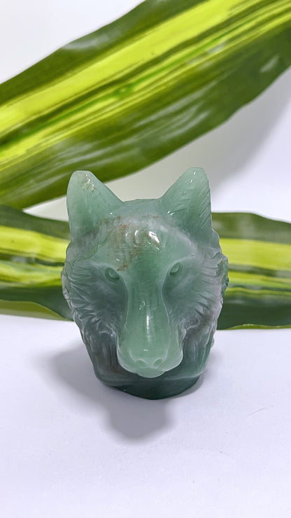 Green Aventurine Wolf Head 188g