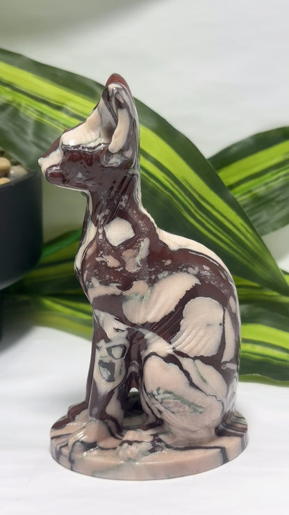 Zebra Jasper Egyptian Cat 518g