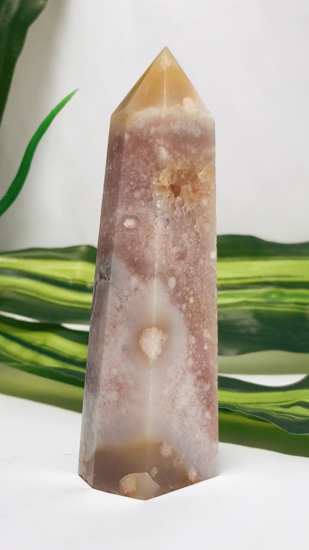 Pink Amethyst and Flower Agate Tower 174g