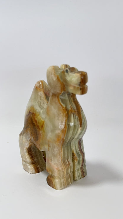 Green Banded Calcite Standing Camel 412g