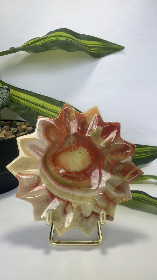 Green Banded Onyx Sunflower Bowl 314g