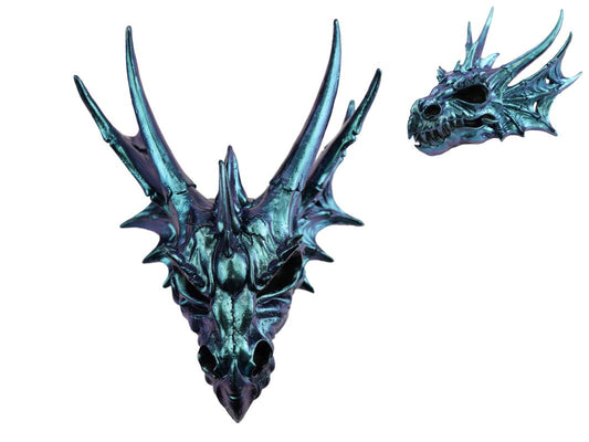 Blue Iridescent Dragon Skull