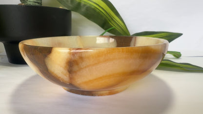 Peach Banded Calcite Bowl 422g