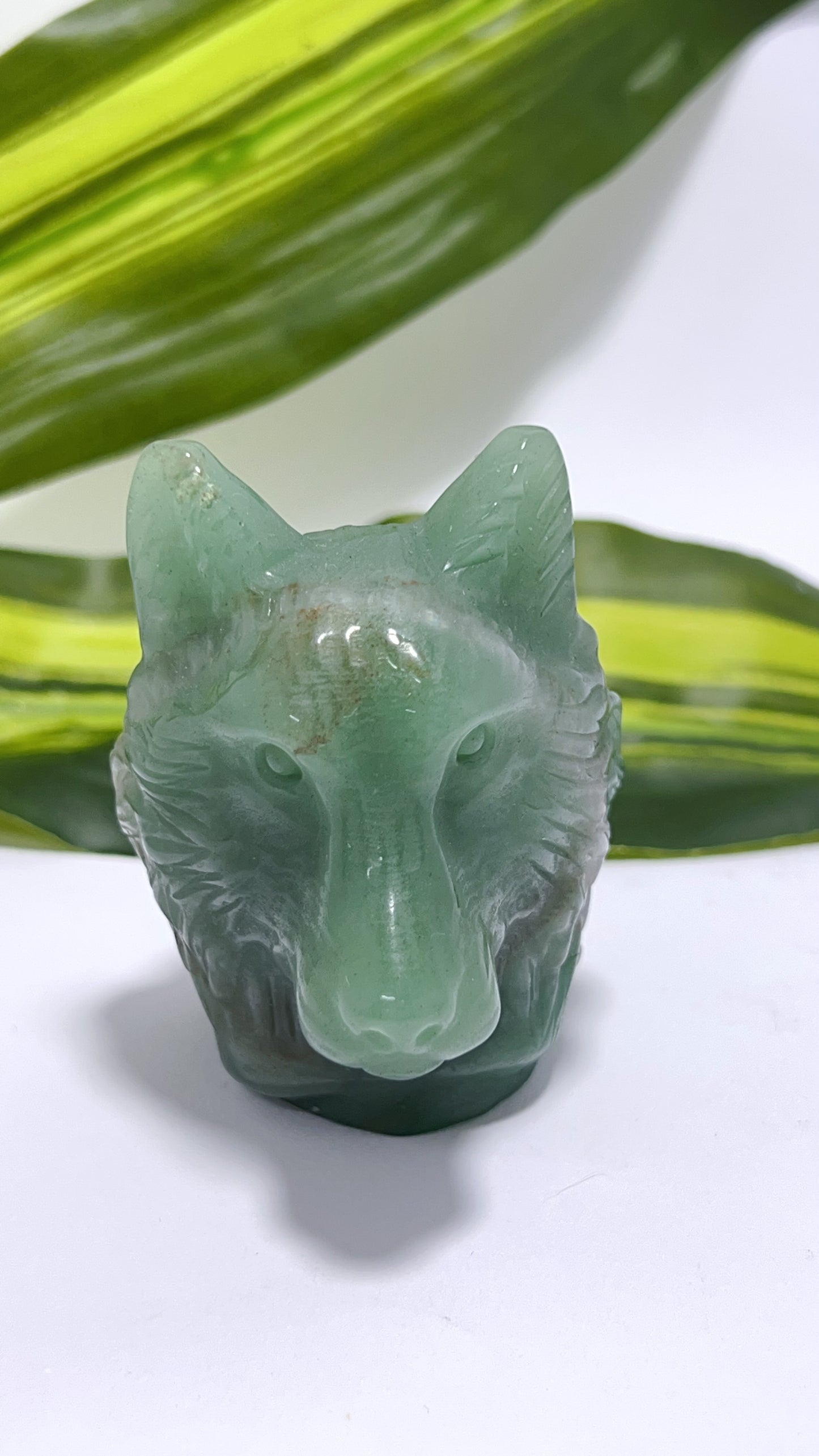 Green Aventurine Wolf Head 188g