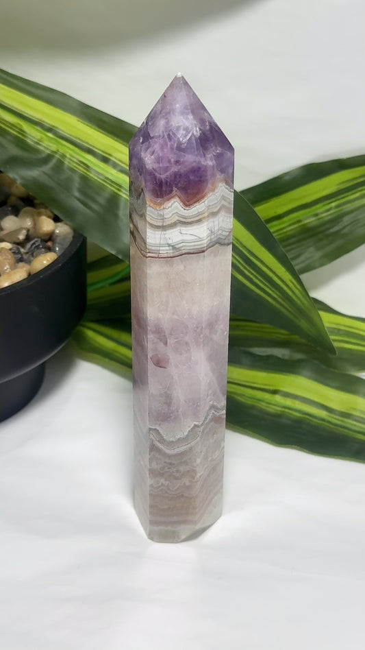 Amethyst and Mexican Agate Tower 494g