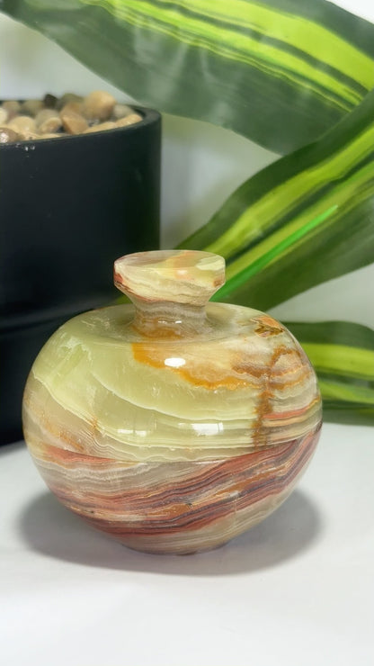 Green Banded Onyx Apple Bowl 278g