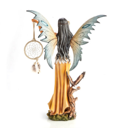 Fairy with Dreamcatcher and Eagle Companion Figurine