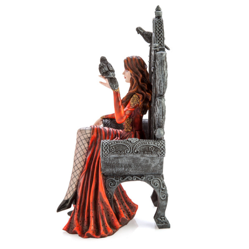 Red Queen on Throne with Raven Figurine