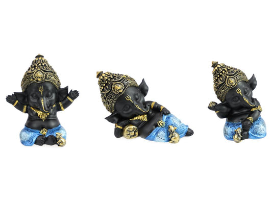 3 Ganesh in Shiny Blue Finish