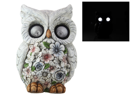 Solar Garden Owl with Flowers- 30cm